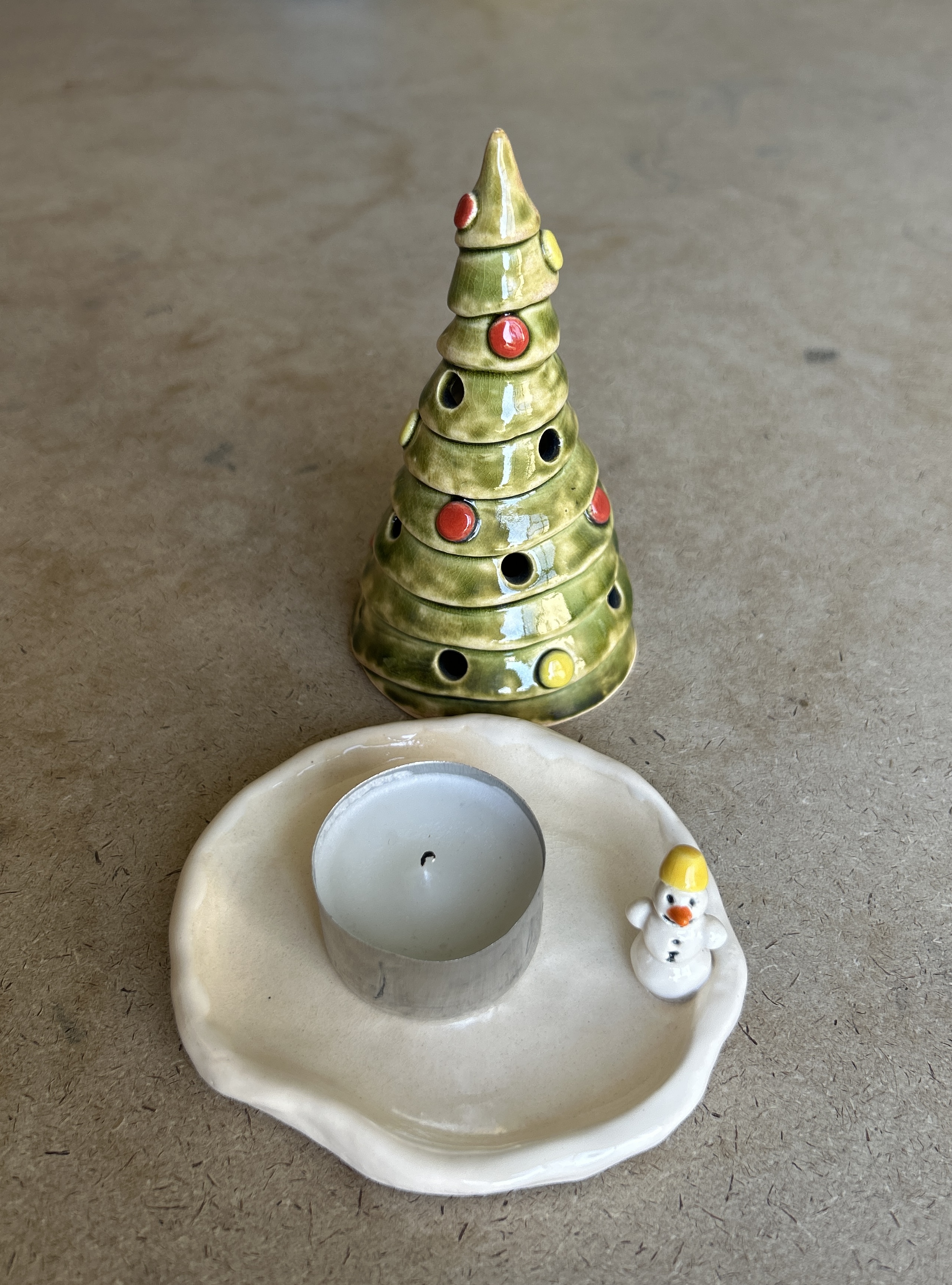 🎄 ЗАЖГИТЕ ВОЛШЕБСТВО НОВОГО ГОДА! Керамический подсвечник «Ёлочка и снеговичок» — авторская керамика, Петах-Тиква — фото 6